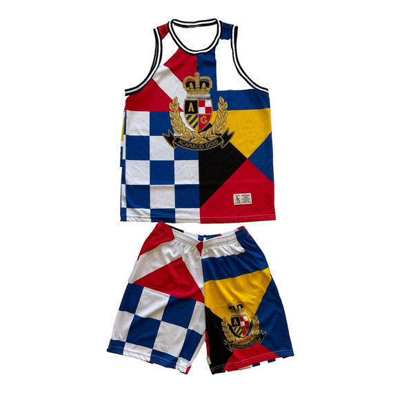 ACAPULCO GOLD Men’s Size XL Logo Crest Nautical Flags Tank Top Shorts Set NWOT
